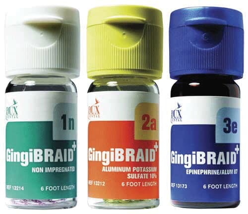 GingiBRAID+ Braided Retraction Cord, Aluminum Potassium Sulfate 10%, Size 2A Medium, Yellow/Green Strand, 72 in, #13212 thumbnail 2
