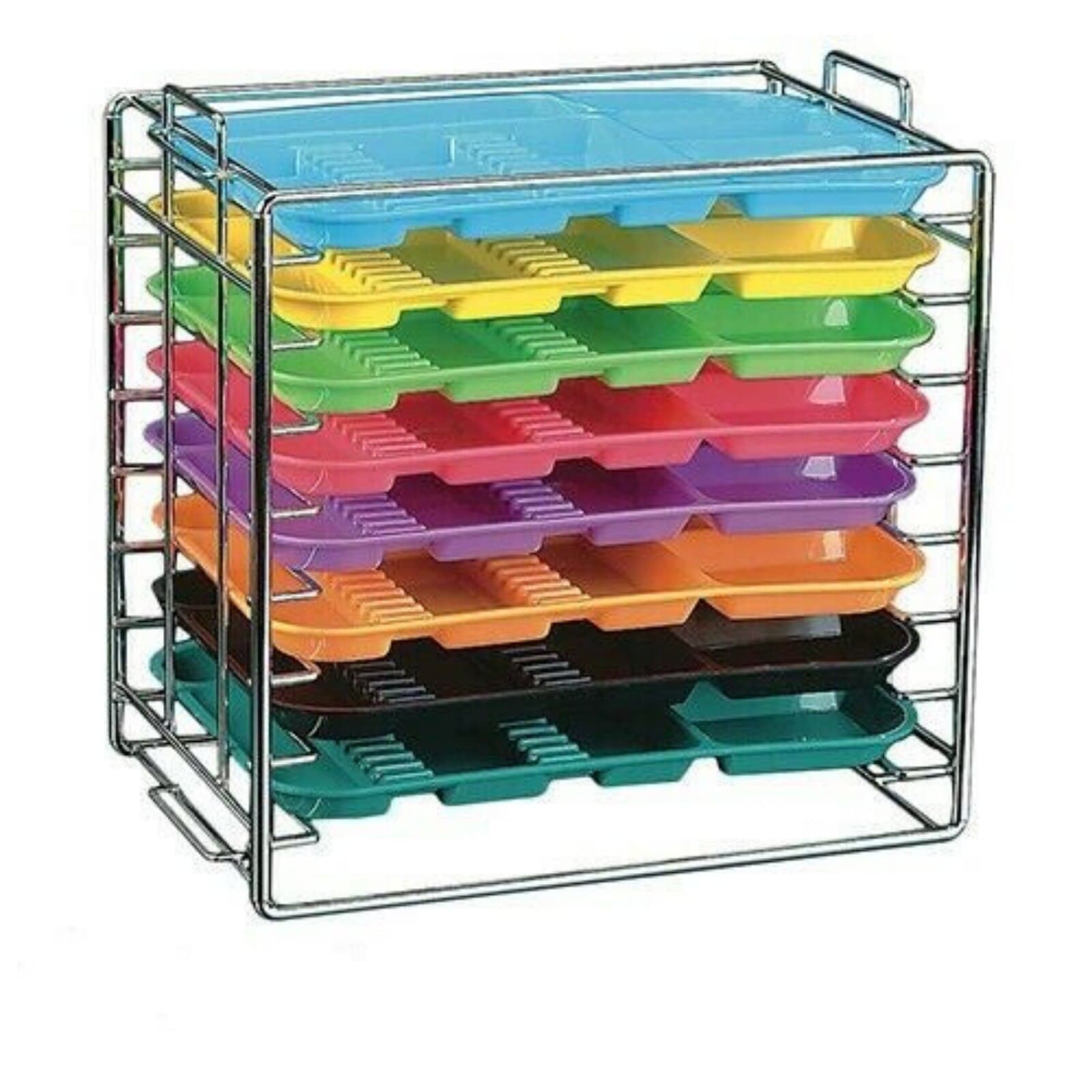 Plasdent Chrome Tray Rack for Size B Trays, Long Side Loading, Stackable, Holds 8 Trays, 14-1/2" W x 9-3/4" D x 14-1/8" H, 300TRB-C thumbnail 6