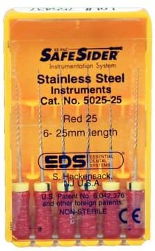 SafeSiders Endodontic Hand Reamers, 25 mm, 0.02 Taper, Size #25, Red, Stainless Steel, 6/Pkg, 5025-25 thumbnail 8