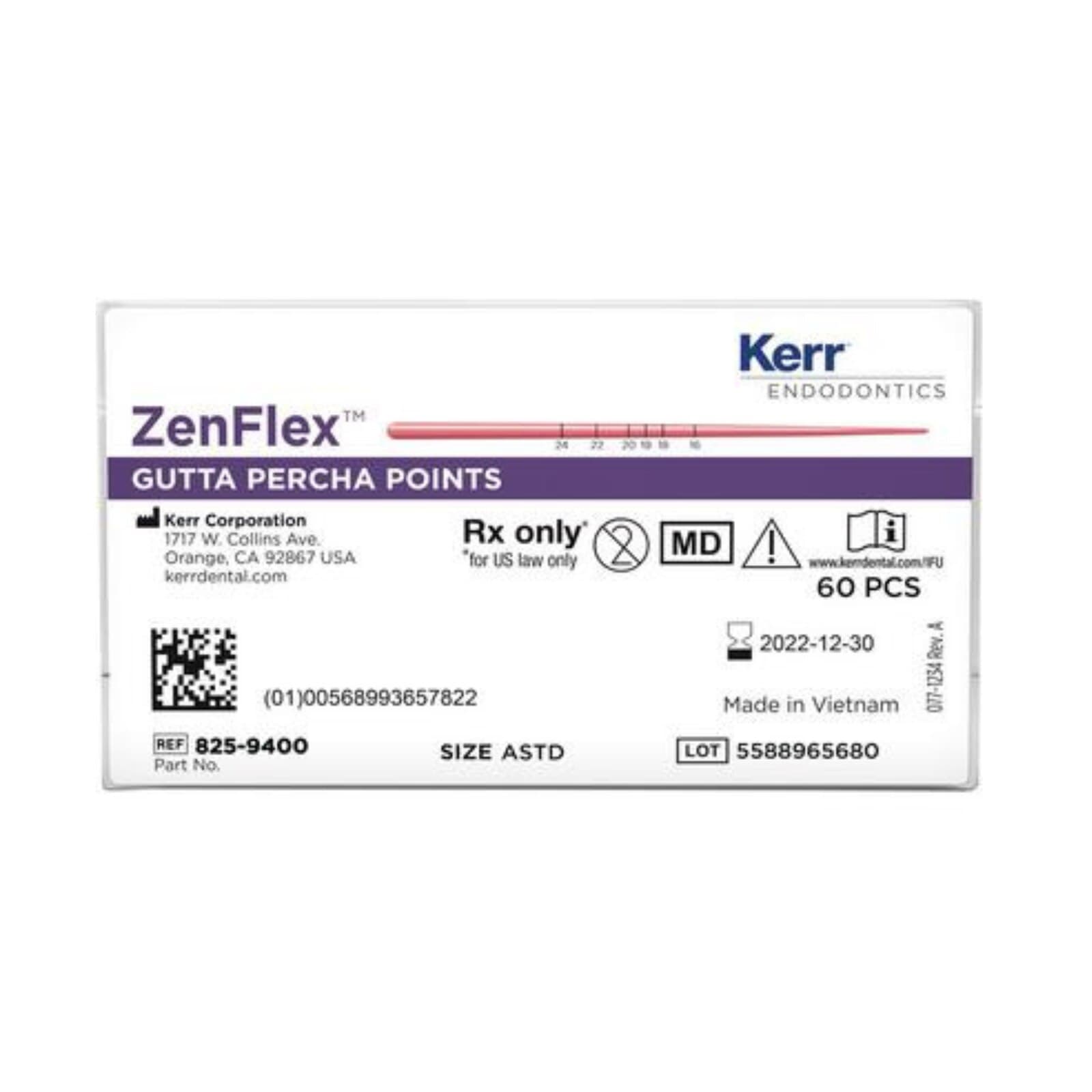 ZenFlex Gutta Percha Points, .06 Taper, Size #20, ISO 0.20, Yellow, 50/Pack, 825-9620 thumbnail 2