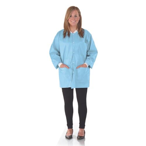 SafeWear Hipster Jacket, Medium, Soft Blue, 45 g/m2 SMS, AAMI Level 2, 12/Pk, 8104-B thumbnail 9