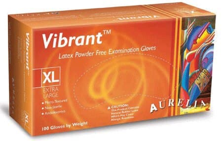 Aurelia Vibrant Chlorinated Examination Latex Gloves, Powder-Free, Micro-Textured, Large, Beige, 100/Box, 98228 thumbnail 3