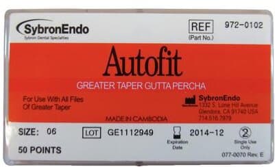 Kerr Autofit Greater Taper Gutta-Percha Cones, Hand-Rolled, 0.06 Taper, White, 50/Pk, 972-0102 thumbnail 8