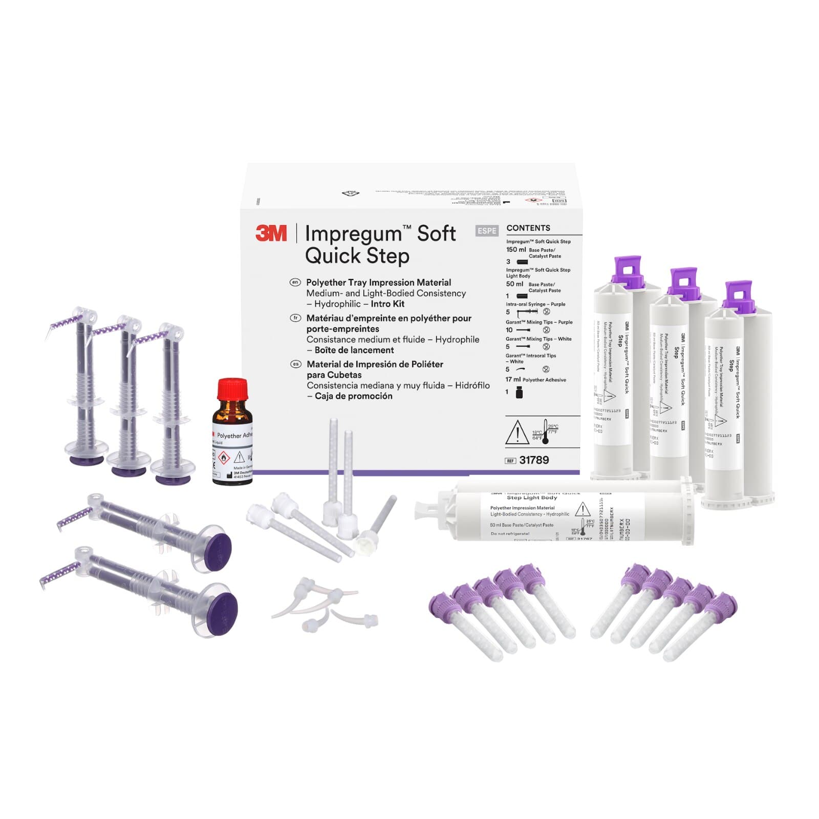 3M Impregum Garant Soft Quick Step Tray Impression Material Intro Kit, Medium & Light Bodied Polyether, Quick Set, 31789 thumbnail 2