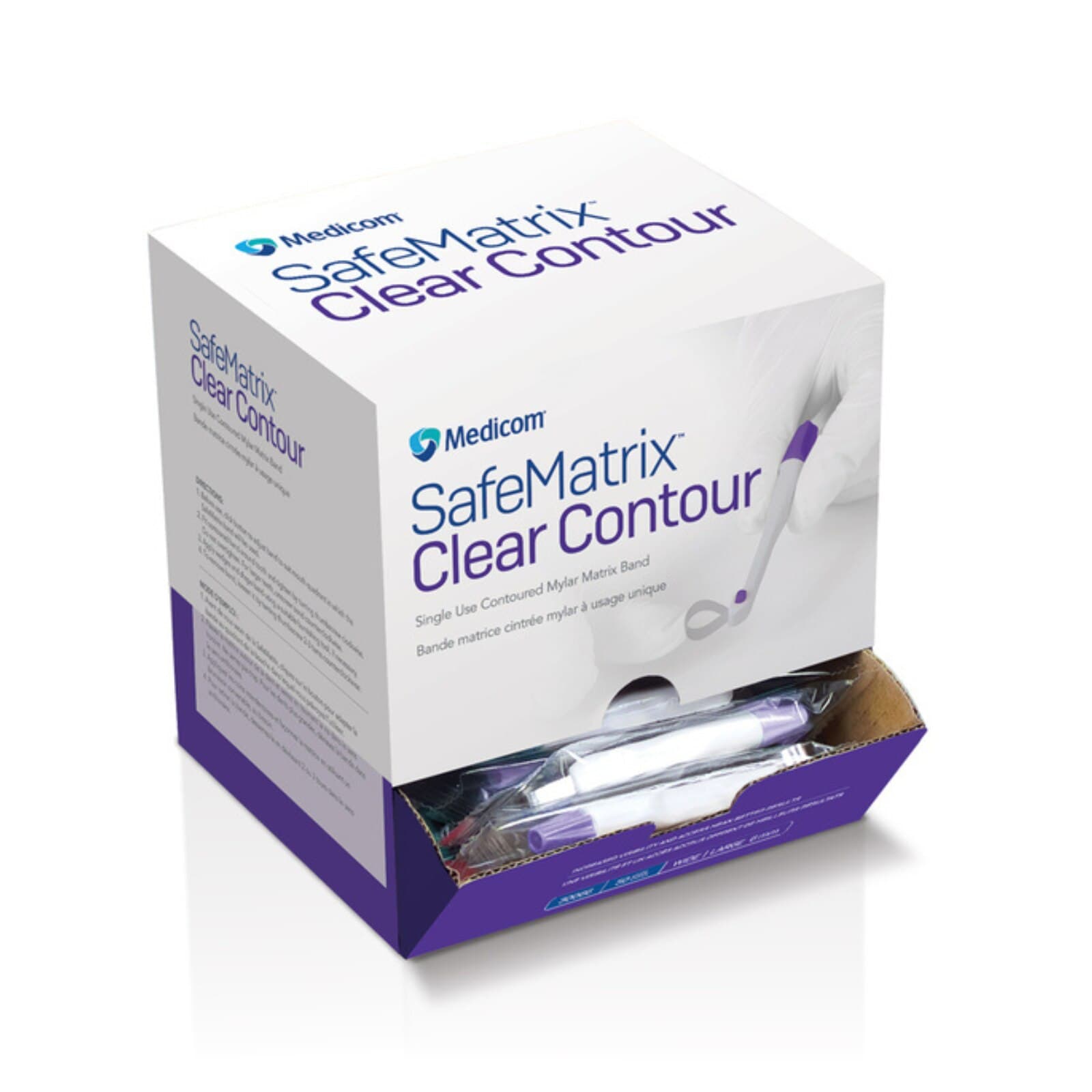 SafeMatrix Clear Contour Single-Use Matrix Bands, Wide, 6.0mm, Purple, Clear Mylar, 50/Box, 30066 thumbnail 8