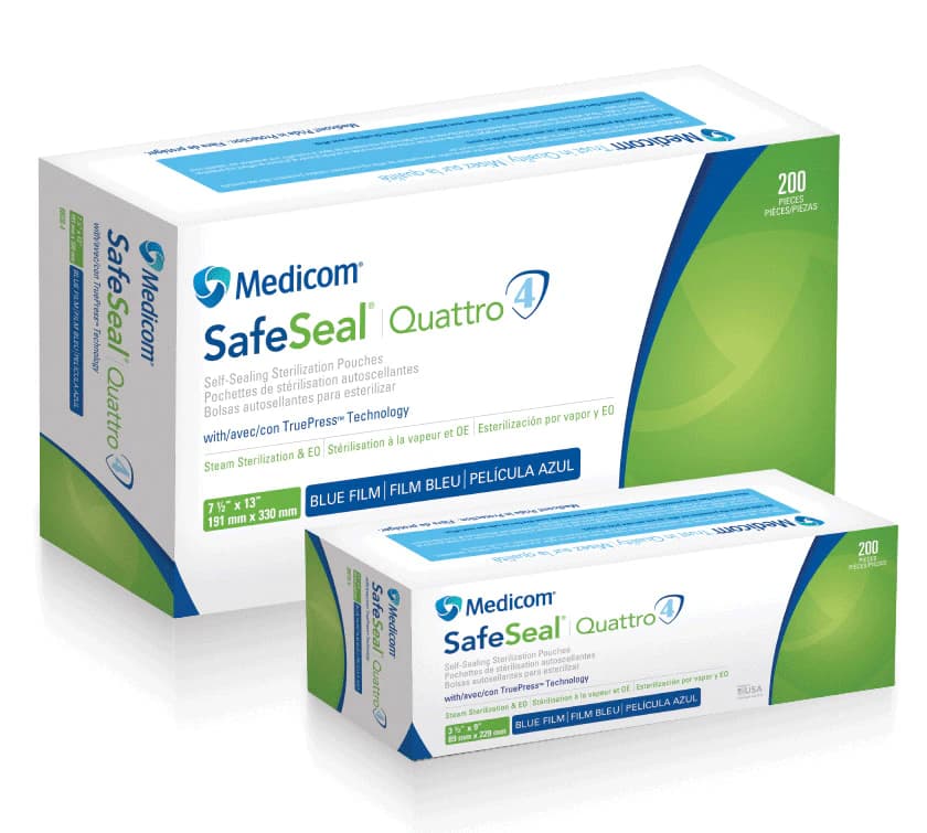 Medicom SafeSeal Quattro Self-Sealing Sterilization Pouches, 3-1/2" x 9", Blue Film, 500/Box, 88010-4B thumbnail 12