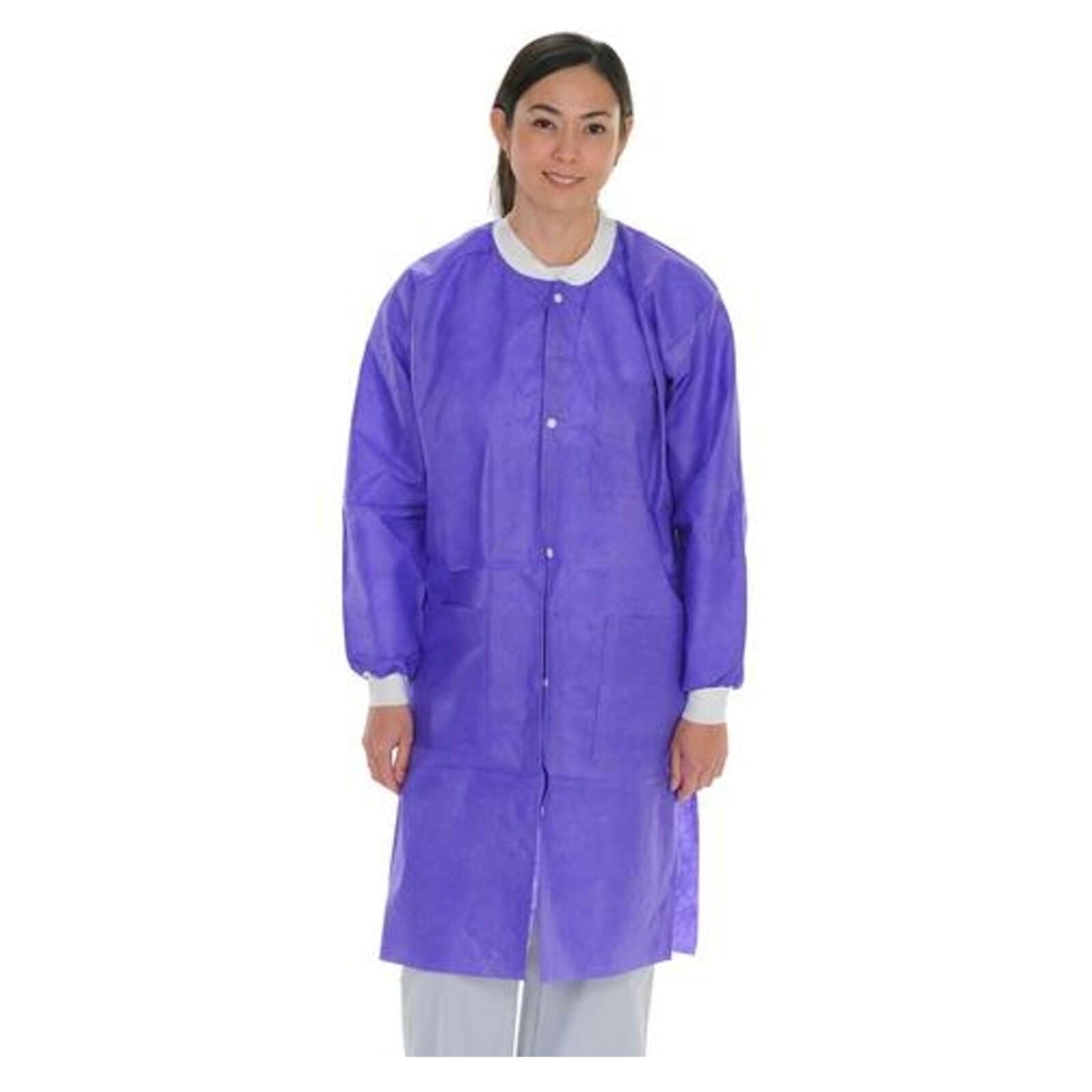 ValuMax Extra-Safe Lab Coats, Purple, 3XL, Knee-Length, AAMI Level 3, 10/Pk, 3660PP3XL thumbnail 2