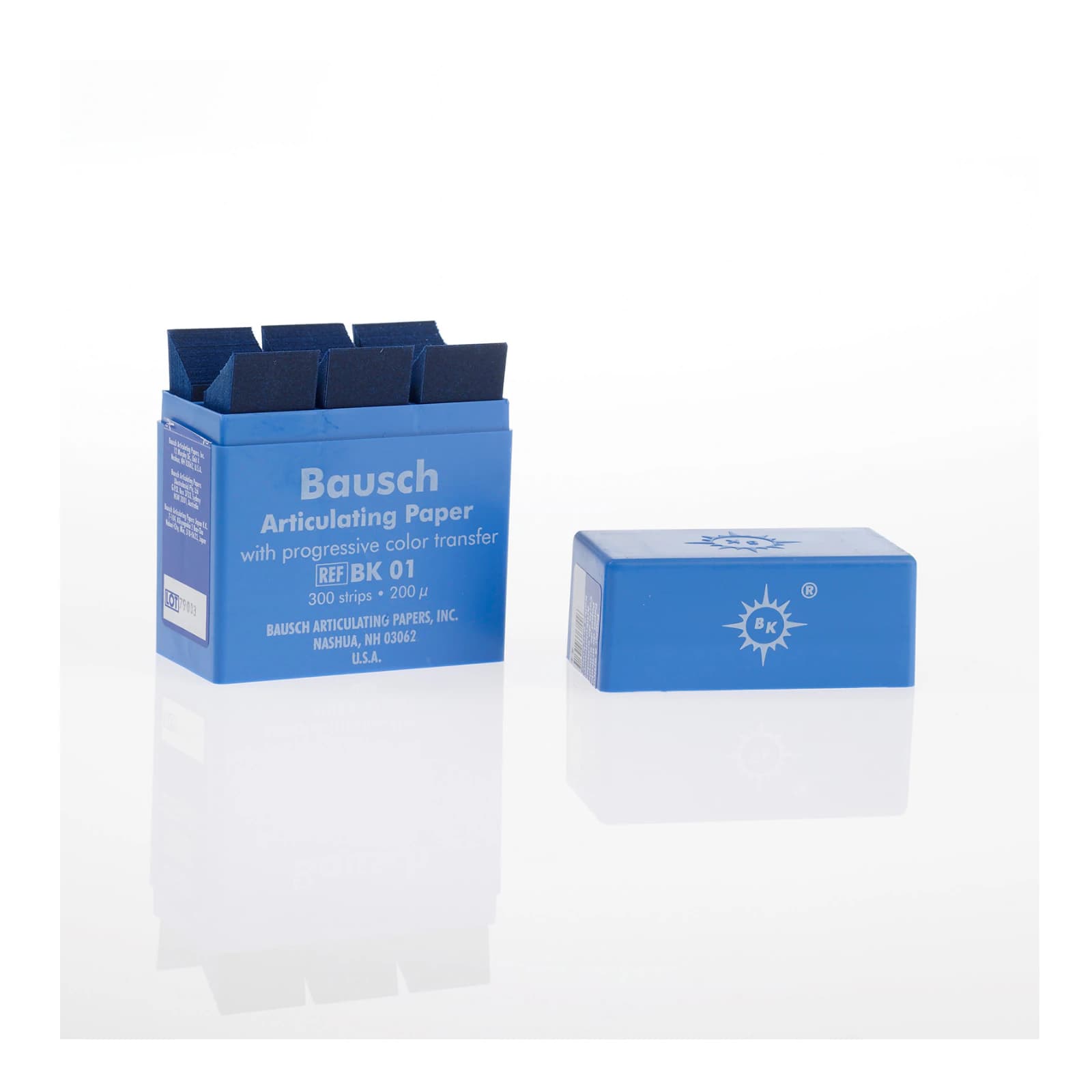 Bausch Arti-Check Micro-Thin Articulating Paper, 200 Microns (0.008"), Blue, Pre-Cut Strips, Plastic Dispenser, 300/Pk, BK-01 thumbnail 8