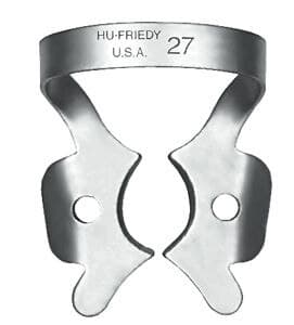 Hu-Friedy Satin Steel Rubber Dam Clamp, #27, Winged, Large Molars, 1/Pk, RDCM27 thumbnail 3