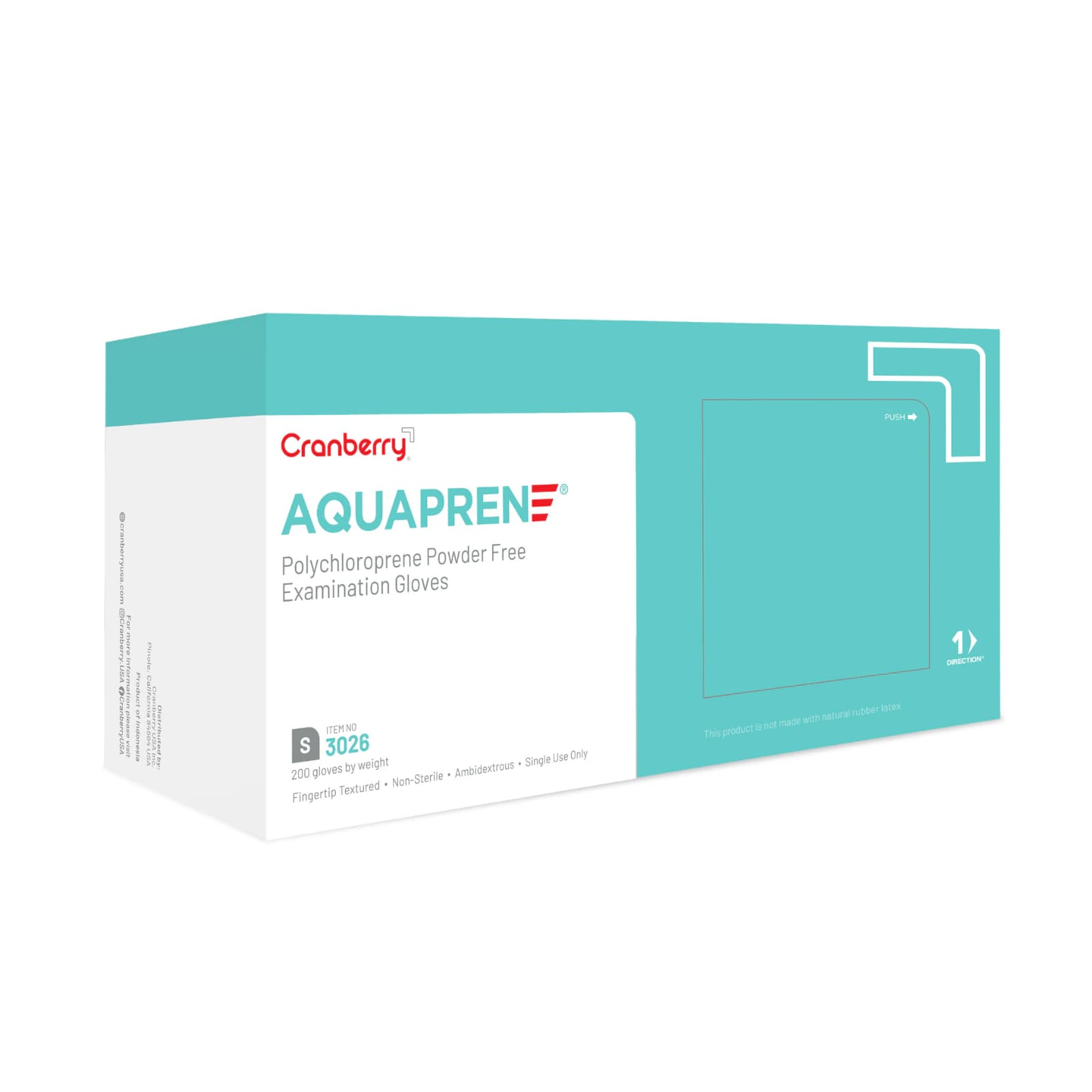 AquaPrene Chloroprene Powder-Free Exam Gloves, Small, Aqua Blue, 200/Box, CR3026 thumbnail 4