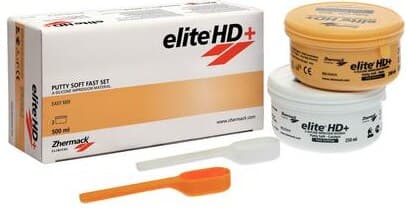 Zhermack Elite HD+ Putty Soft Fast Set Addition Silicone Impression Material, Yellow, 250 mL Base + 250 mL Catalyst, 2/Pk, C203010 thumbnail 2