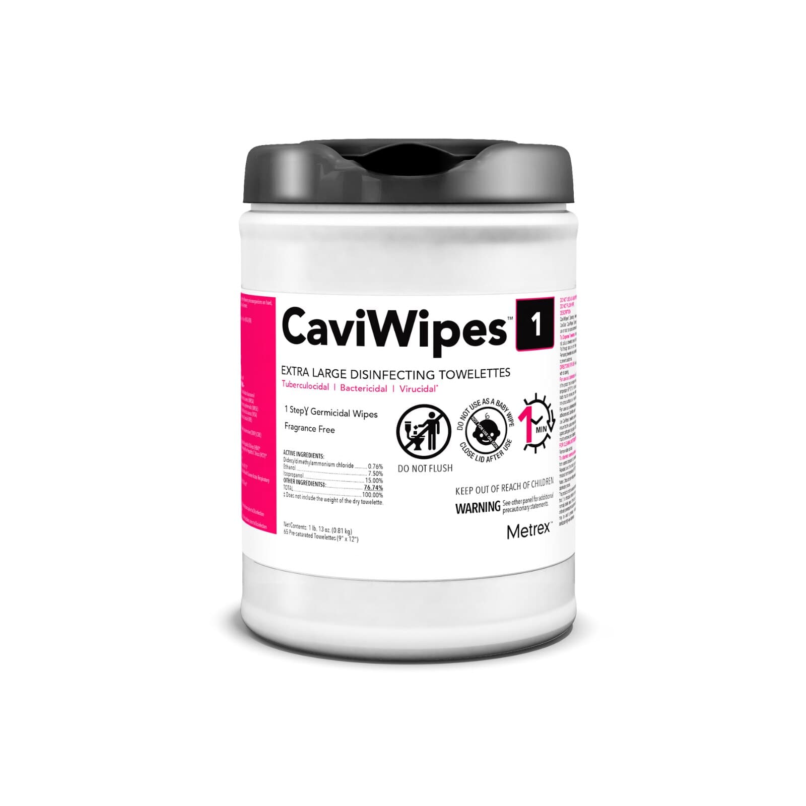 CaviWipes1 Disinfectant Wipes, Extra Large, 9" x 12", 65 Wipes/Canister, Fragrance-Free, 13-1100 thumbnail 6