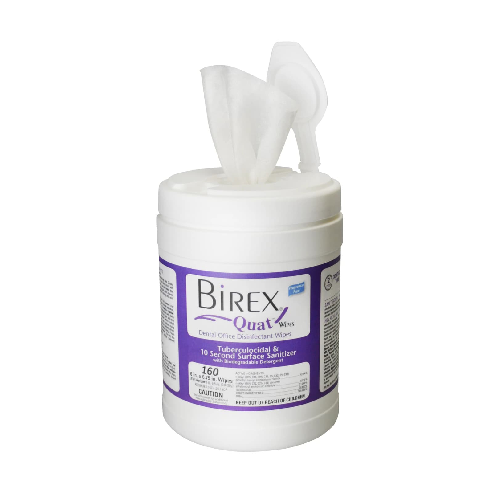 Birex Quat Disinfectant Surface Wipes, 6" x 6.75", 160/Canister, 295507 thumbnail 6