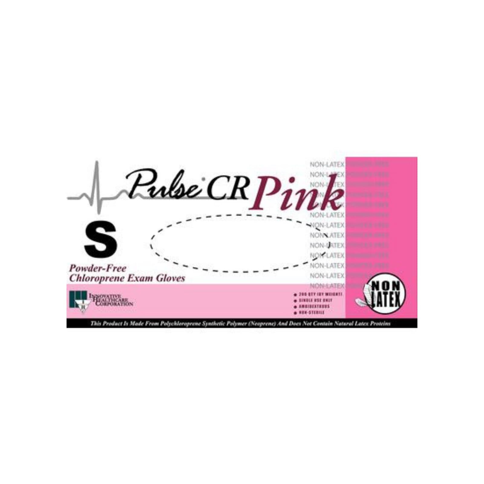 Pulse CR Polychloroprene Exam Gloves, Powder-Free, Non-Sterile, Textured, Pink, Small, 200/Box thumbnail 2