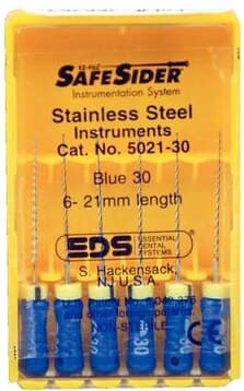SafeSiders Endodontic Hand Reamers, 21 mm, 0.02 Taper, Size #30, Blue, Stainless Steel, 6/Pkg, 5021-30 thumbnail 5