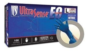 UltraSense EC Nitrile Exam Gloves, Powder Free, Latex Free, Non-Sterile, Textured, Beaded Cuff, Extended Cuff, Extra Large, Blue, 100/Box thumbnail 2
