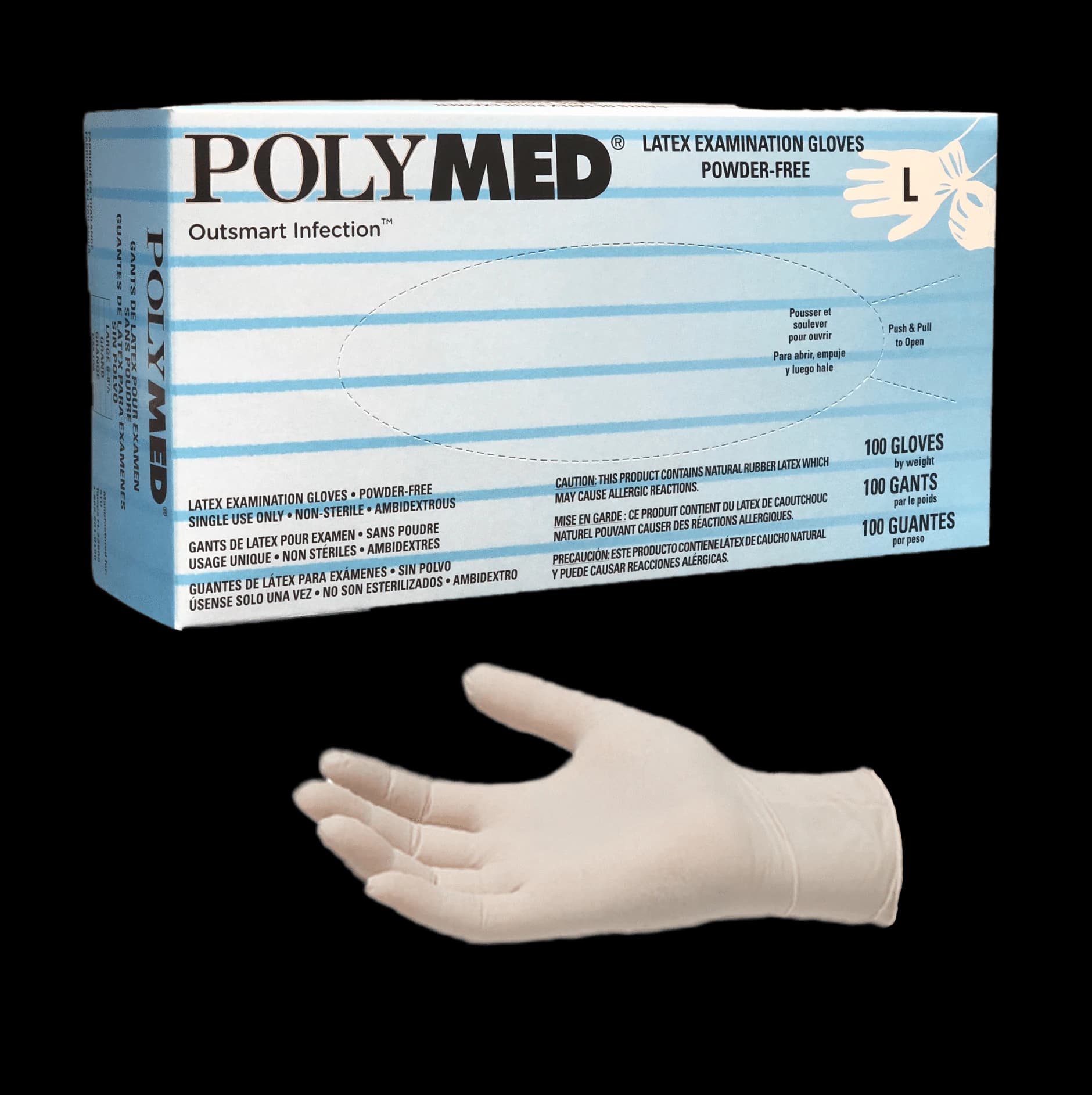 Sempermed Polymed Powder-Free Latex Exam Gloves, Medium, White, 100/Bx, PM103 thumbnail 8