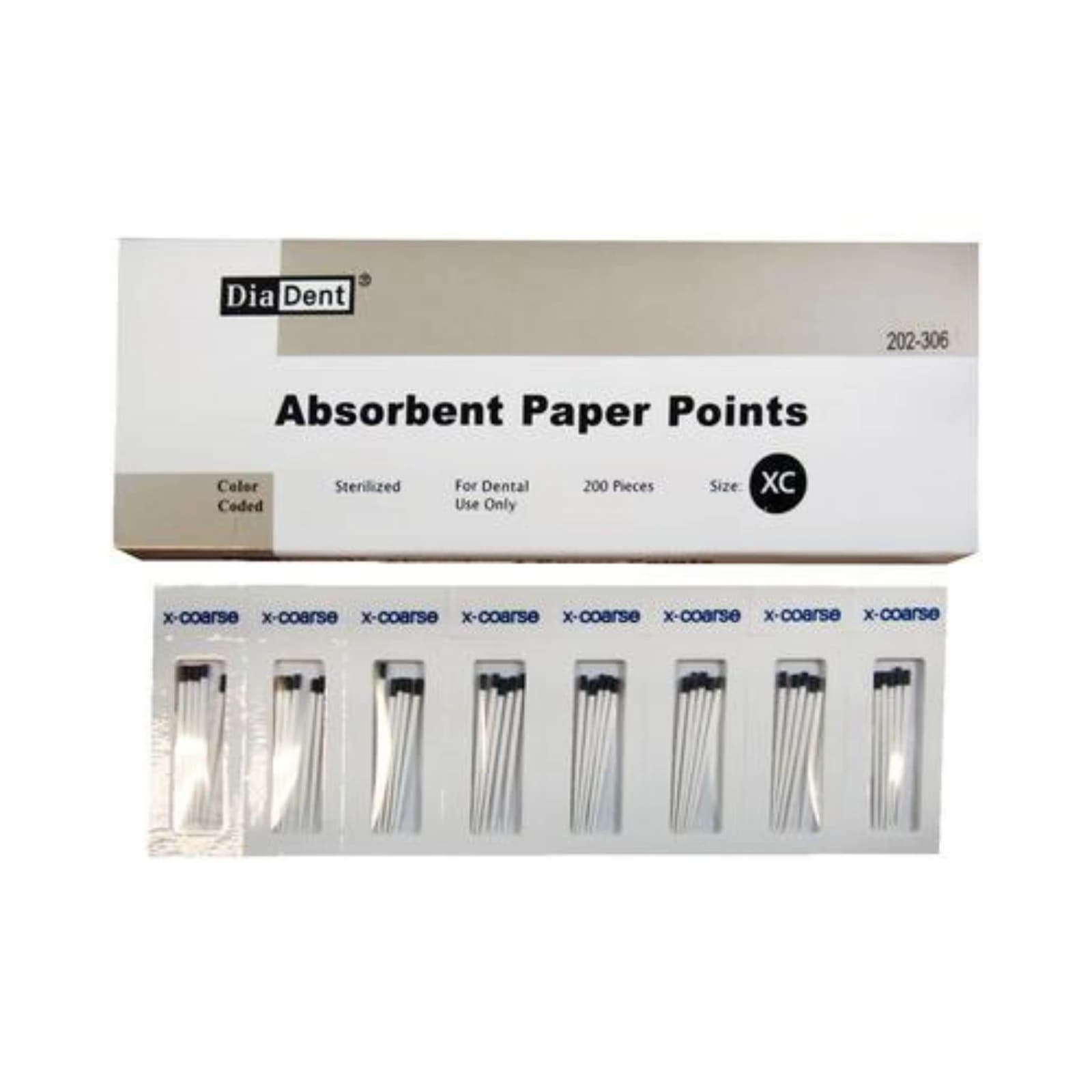 Diadent Absorbent Paper Points, X-Coarse (Black), Non-Marked, .02 Taper, Cell Pack, 200/Pk, 202-306 thumbnail 5