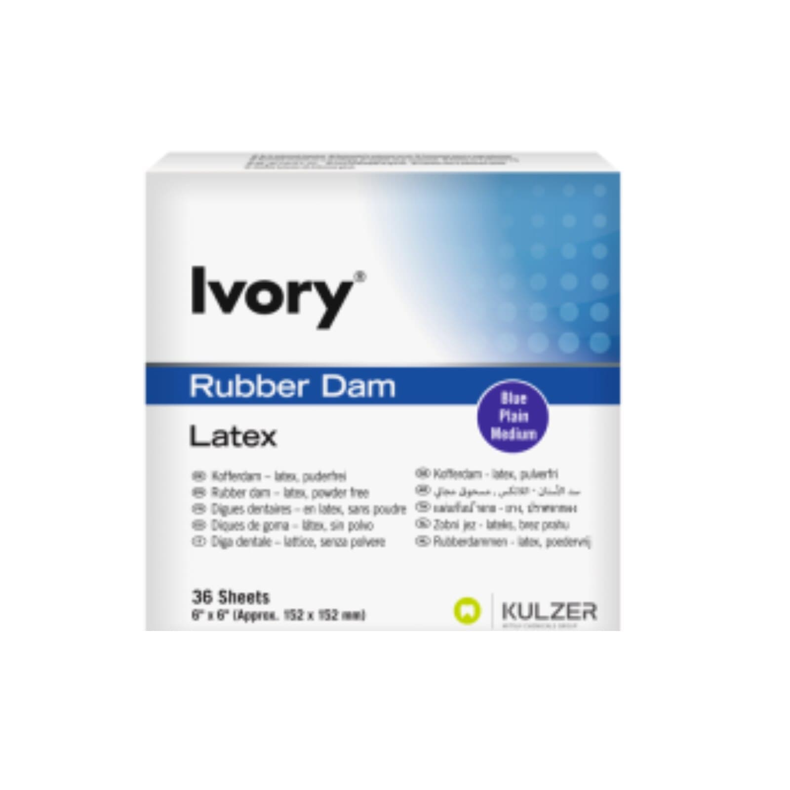 Ivory Latex Rubber Dam, 6" x 6", Medium Gauge, Green Mint, 36/Box, 66094055 thumbnail 7
