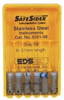 SafeSiders Endodontic Hand Reamers, 21 mm, 0.02 Taper, Size #08, Grey, Stainless Steel, 6/Pkg, 5021-08 thumbnail 5