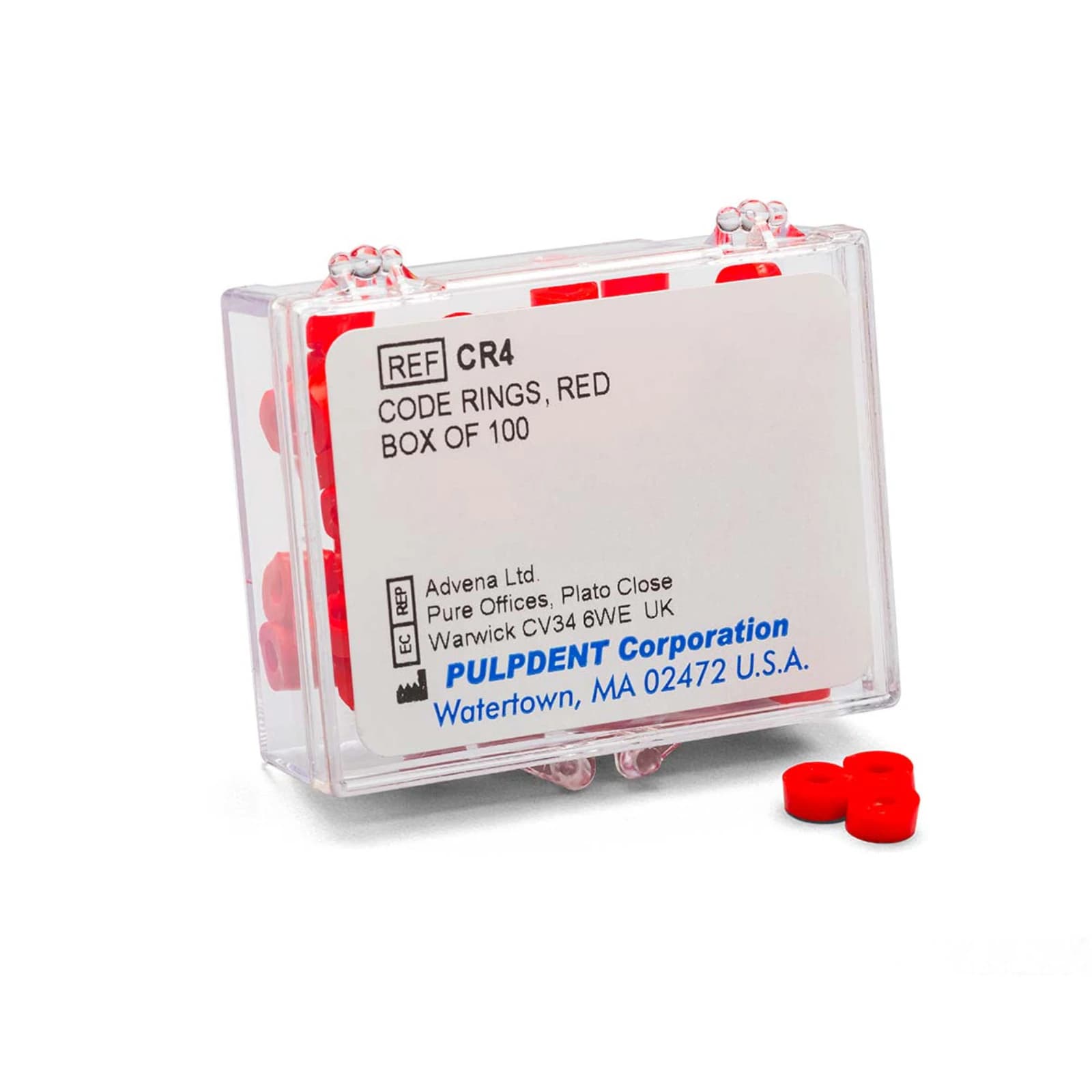 Pulpdent Code Rings, Red, Standard Size 1/8" ID x 1/8" Wide, Silicone, 50/Box, CR4-50 - Pulpdent Code Rings, Red - Image 1