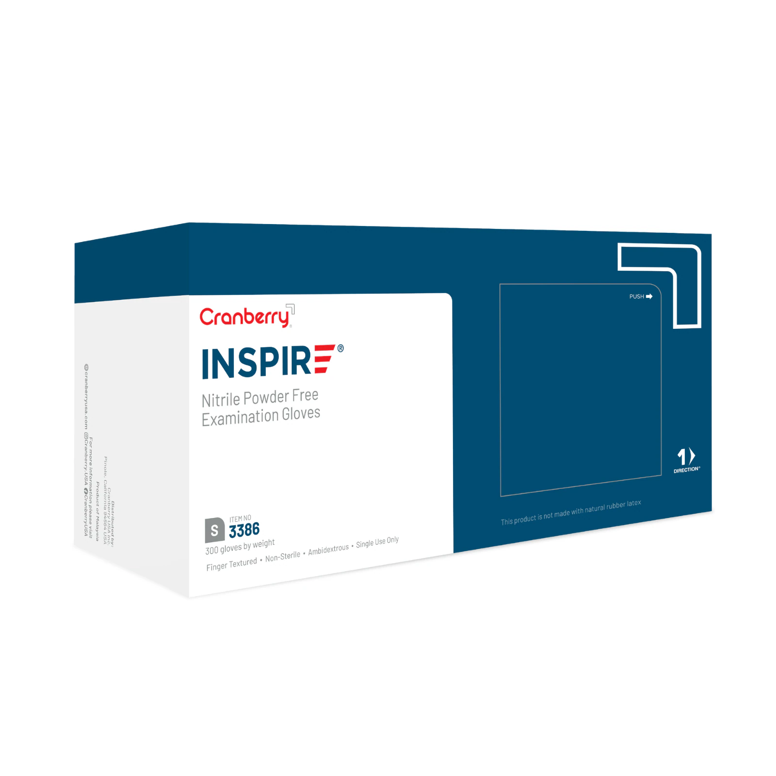 Cranberry Inspire Nitrile Exam Gloves, Powder-Free, Non-Sterile, Small, Aegean Blue, 300/Box, CR3386 thumbnail 6