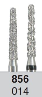 NTI® FG Diamond Bur, Round End Taper, Coarse Grit, Short Shank, #856-014, 1.4 mm Head, 8.0 mm Length, 5/Pk thumbnail 2
