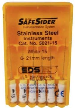 SafeSiders Endodontic Hand Reamers, 21 mm, 0.02 Taper, Size #15, White, Stainless Steel, 6/Pkg, 5021-15 thumbnail 8