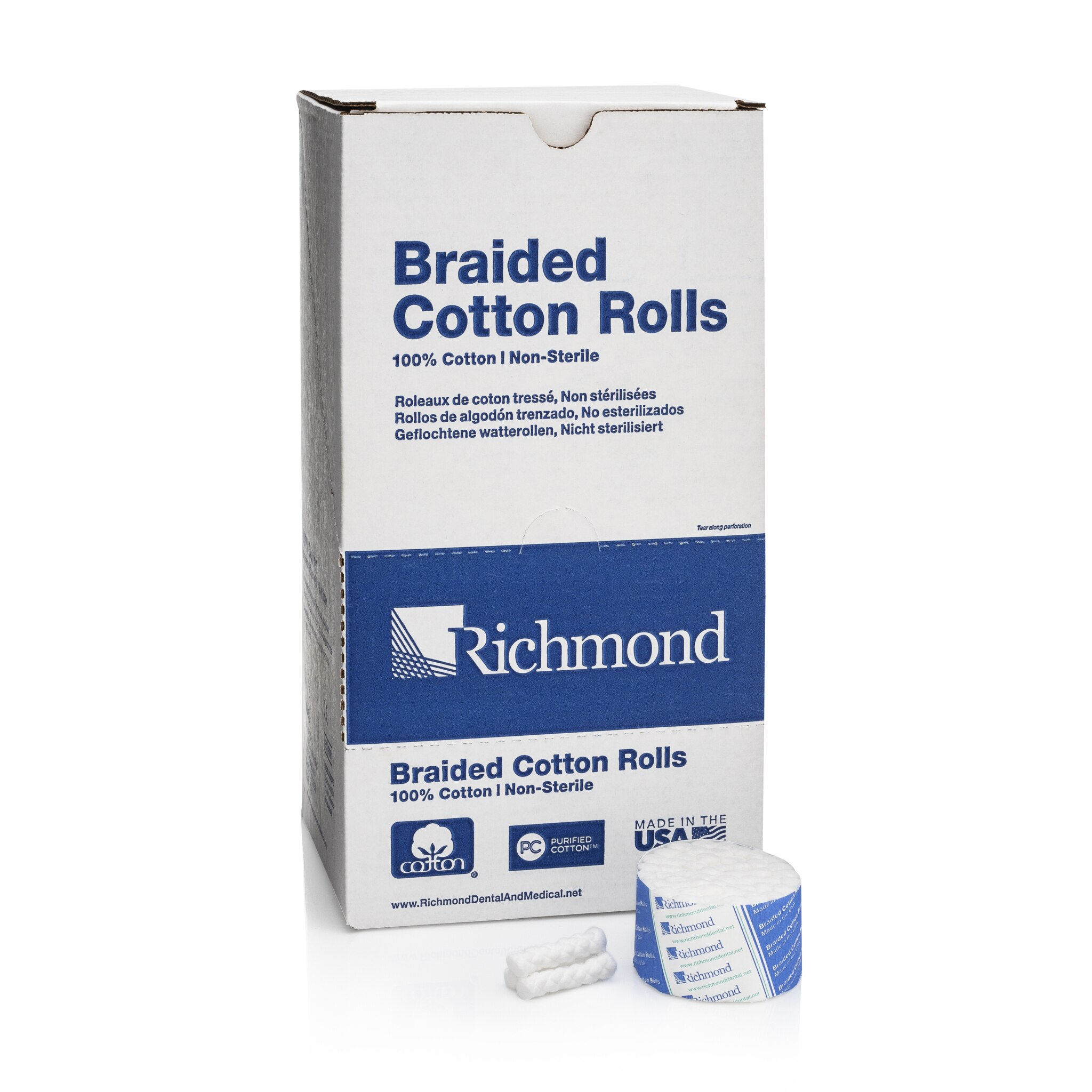 Richmond Braided Cotton Rolls, Non-Sterile, Small, 5/16" x 1 1/2", 2000/Pk, 201210 thumbnail 13