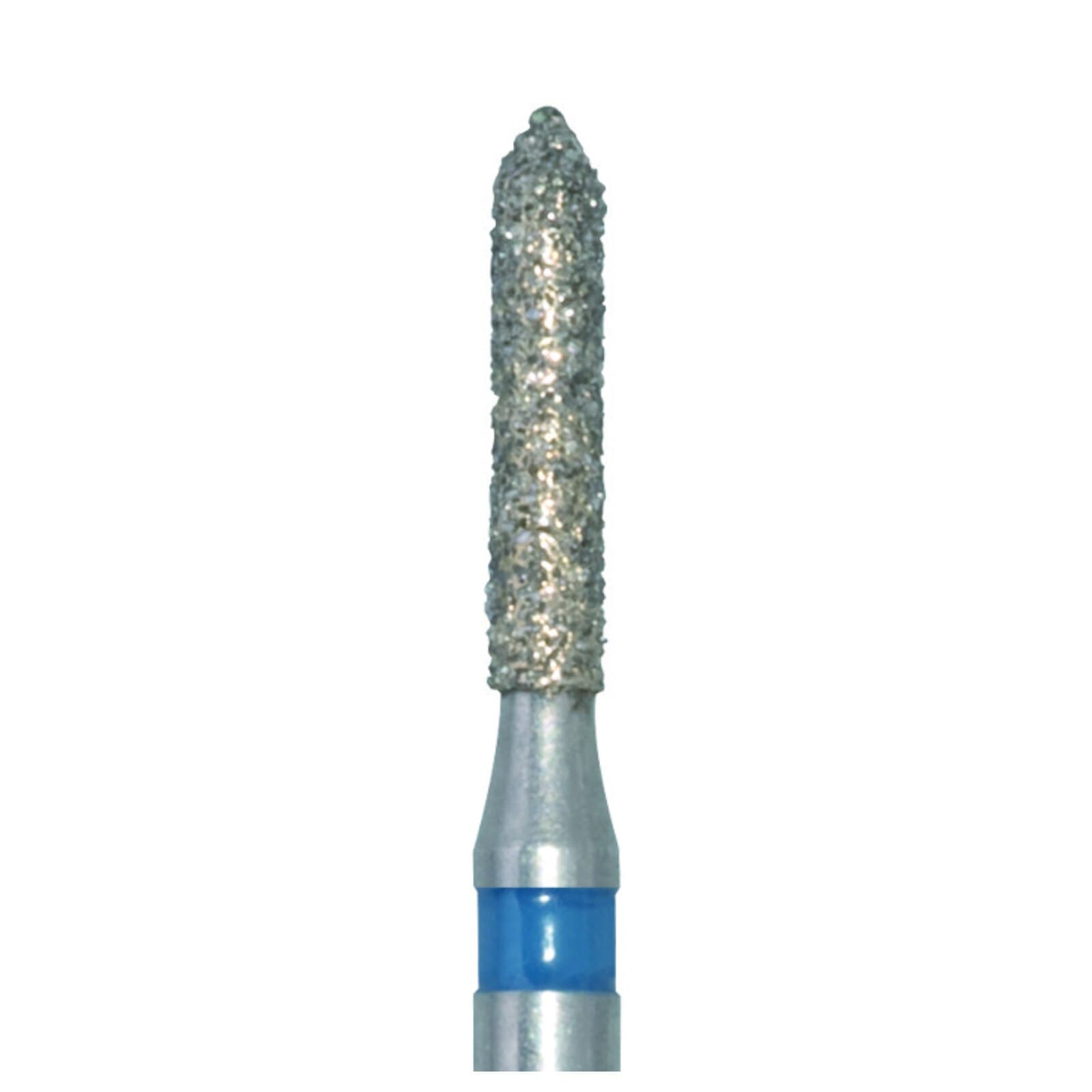 Meisinger 884-012-FG Diamond Bur, Medium Grit, Blue Ring, Pointed Cylinder with Bevel End, Friction Grip, 1.2 mm Head Diameter, 6.0 mm Head Length, 5/Pkg thumbnail 3