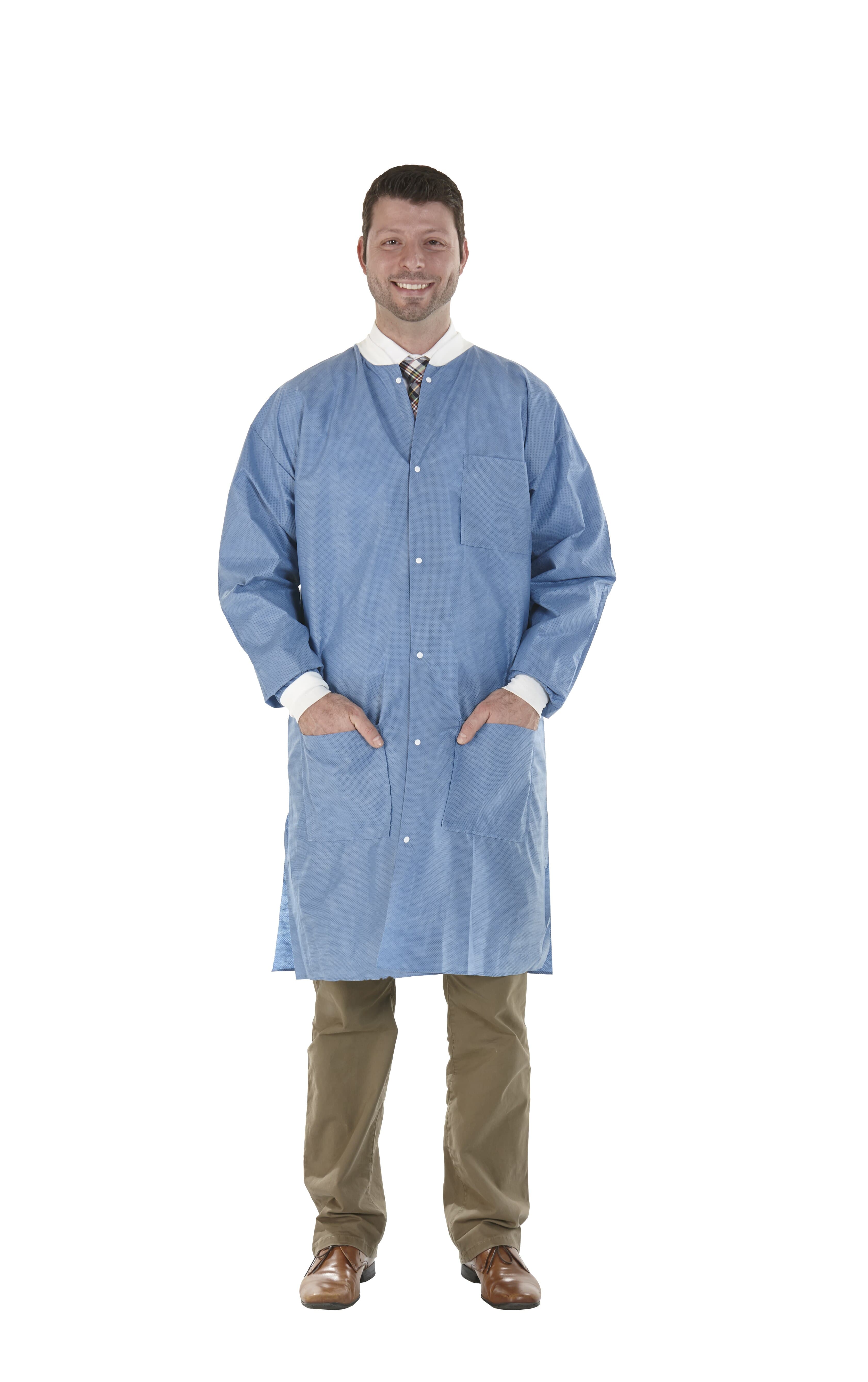 SafeWear High Performance Lab Coat, Deep Blue, Large, SMS, 3 Pockets, Snap Front, 12/Pk, 8107-C thumbnail 9
