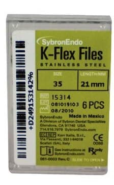 Kerr K-Flex Endodontic Files, Stainless Steel, Size #35, 21 mm, Green, 6/Pack, 15314 thumbnail 8