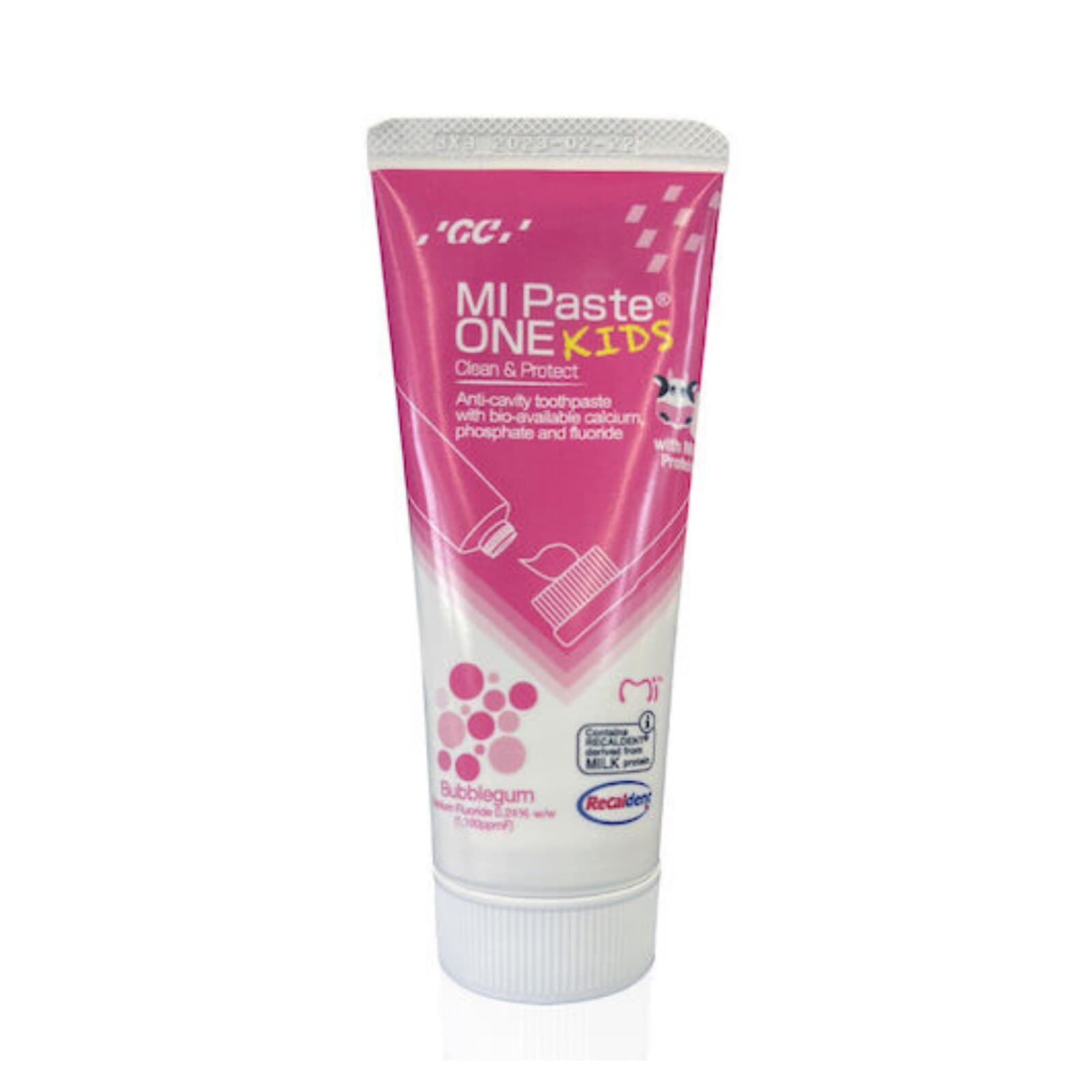 MI Paste ONE Kids Bubblegum Toothpaste, 0.2% Sodium Fluoride with RECALDENT (CPP-ACP), 46 g Tube, 10/Box, 437150 thumbnail 2