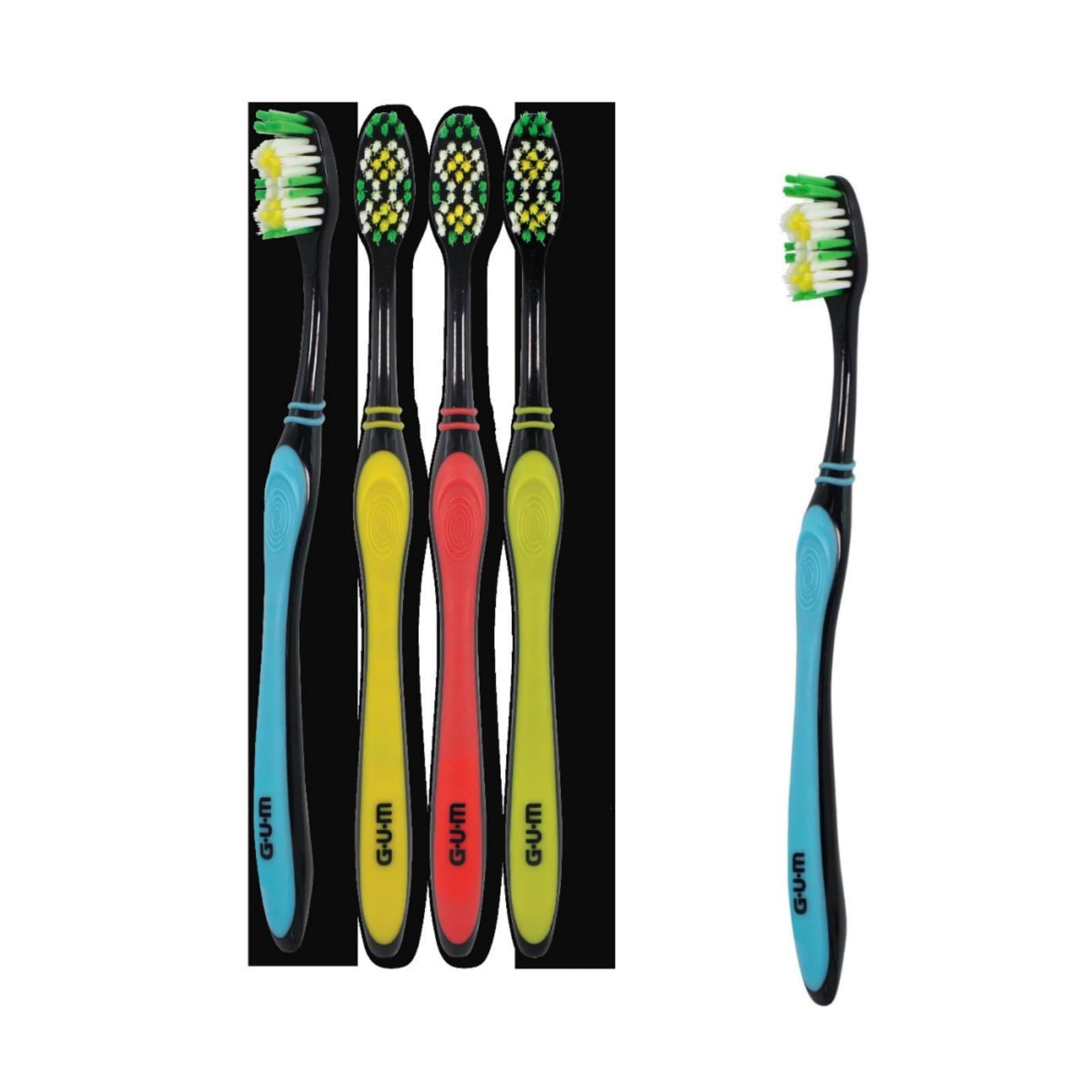 GUM® Multi-Clean Manual Toothbrush, Soft, Medium Head, Assorted Colors, 12/Pack, 135RA1 thumbnail 2