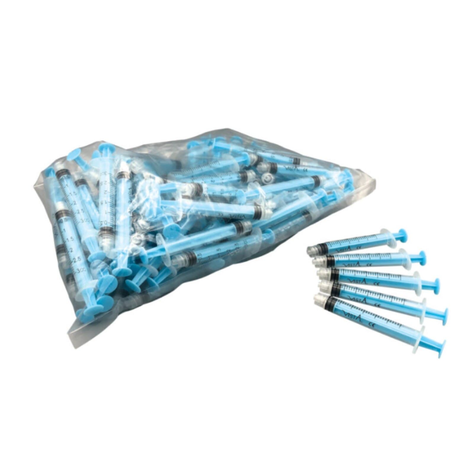 Vista Apex Colored Luer-Lock Syringe, 3cc, Blue, 80/Box, 317159 thumbnail 2