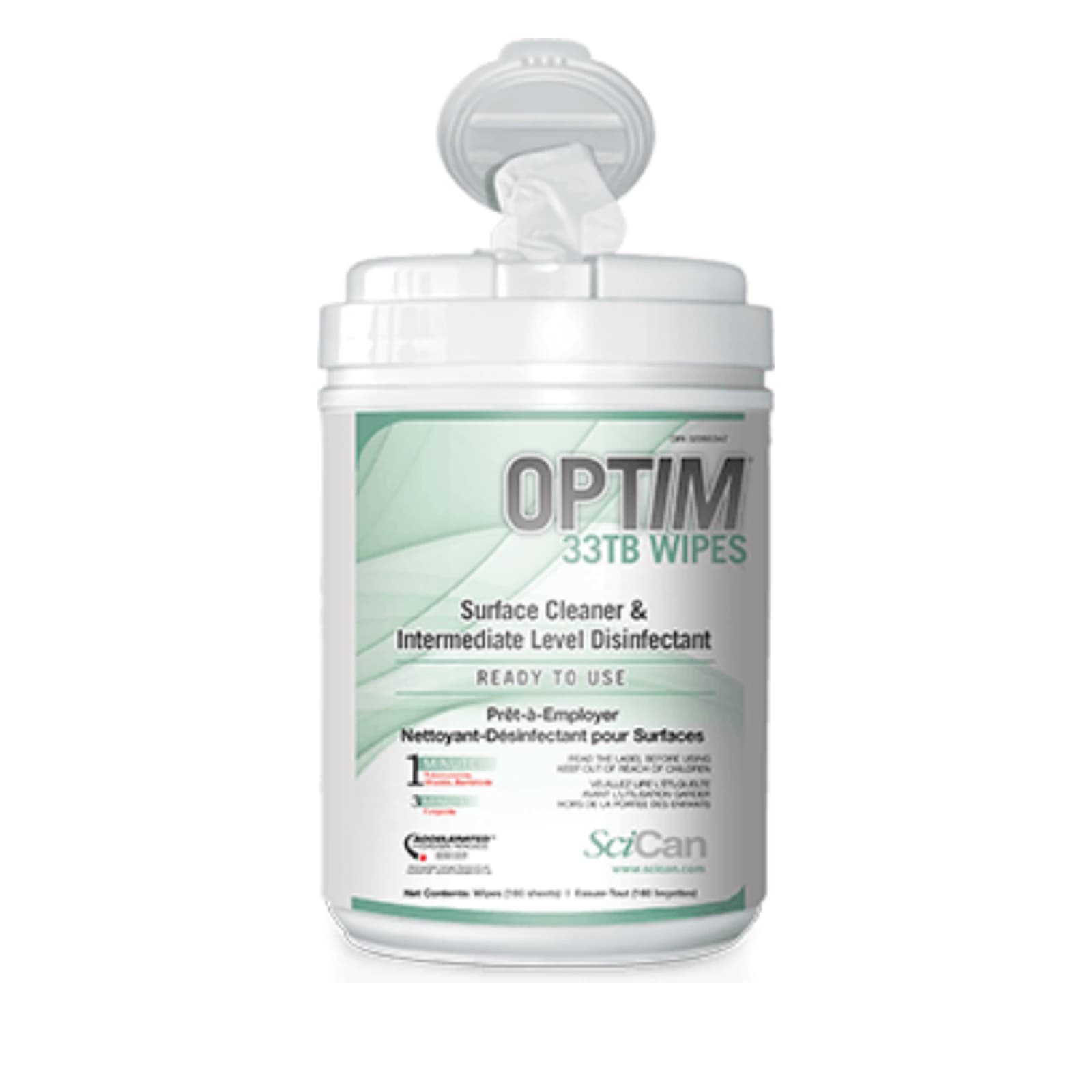 SciCan Optim 33TB Disinfectant Cleaner Wipes, 6" x 7", 160/Canister, OPT33-W12 thumbnail 7
