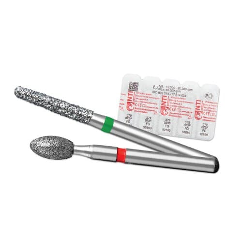 NTI Friction Grip Diamond Bur, Fine Grit, Long Round End Taper, #856L-020, 2.0 mm Head Diameter, 9.0 mm Head Length, 5/Pkg, F856L-020 thumbnail 2