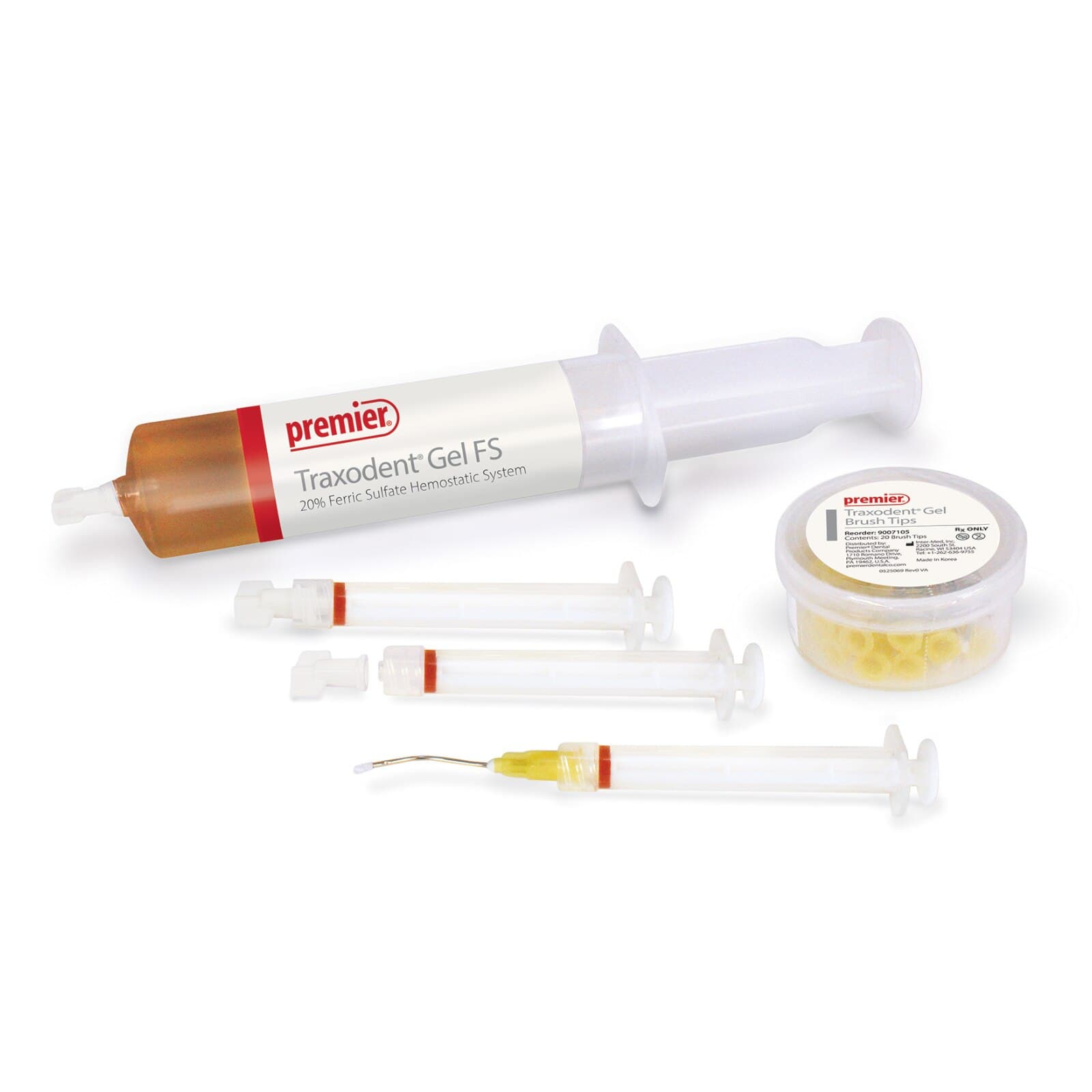 Traxodent Gel FS Starter Kit, 20% Ferric Sulfate Hemostatic System, 30 mL Bulk Syringe with 20 Brush Tips, 20 x 1.2 mL Syringes & Caps, Docking Port, 9007106 thumbnail 3