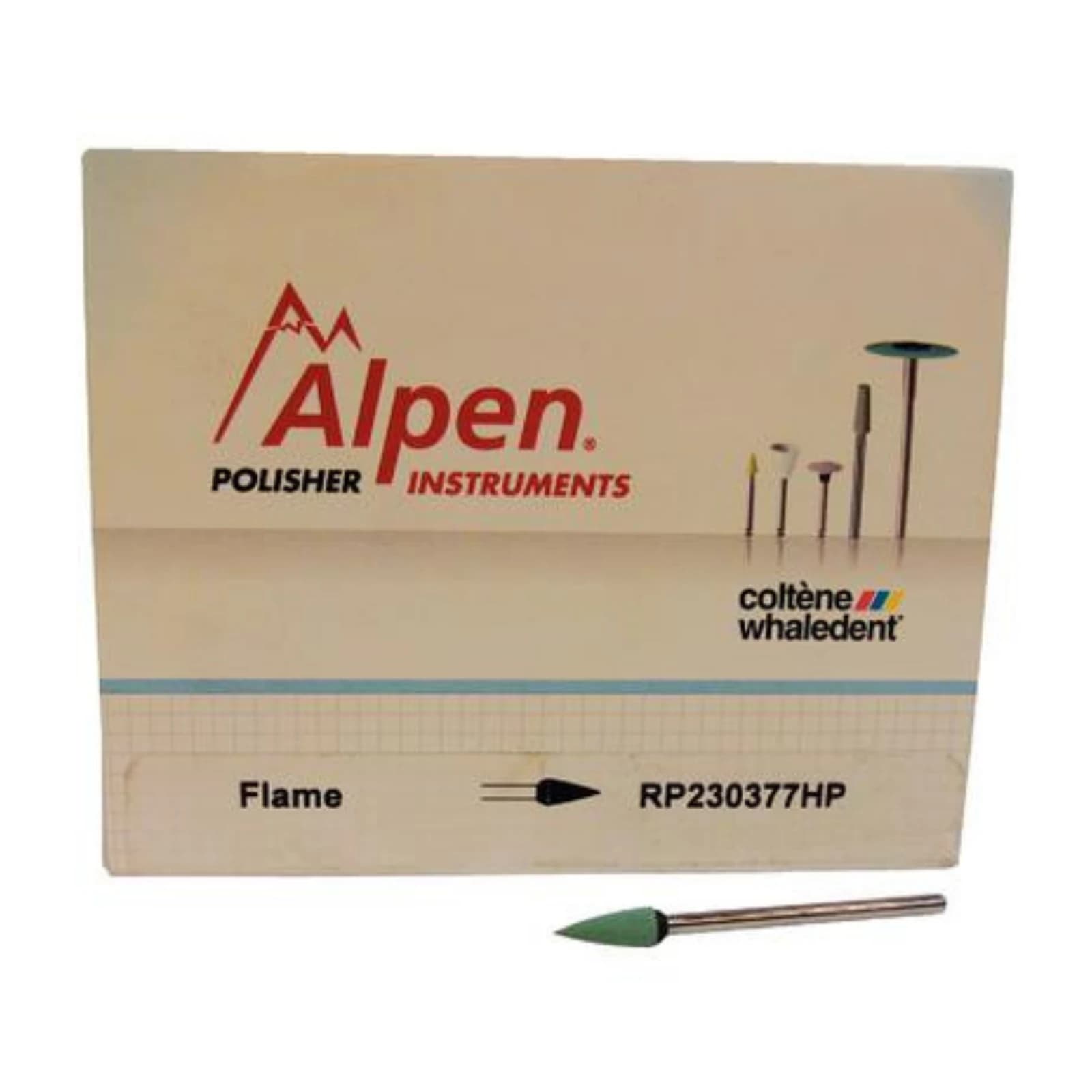 Alpen CAD/CAM Restoration+ Polisher, Flame, HP, Medium, 5/Pk, 230377HP - Alpen CAD/CAM Restoration+ Polishers 230377HP 5/Pk - Image 1
