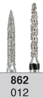 NTI FG Diamond Bur, Coarse Grit, Flame Shape, #862-012, Short Shank, 1.2 mm Head Diameter, 8.0 mm Head Length, 5/Pk, C862-012M thumbnail 2