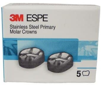 3M ESPE Stainless Steel Primary Molar Crown, Size EUL4, Upper Left Second Primary Molar, Refill Box of 5, E-UL-4 thumbnail 7
