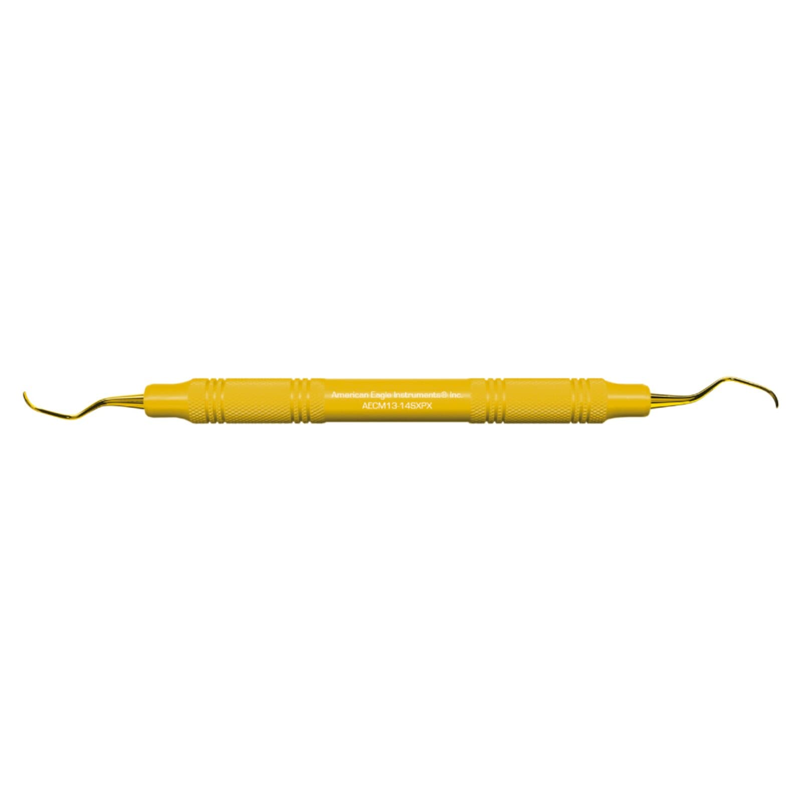 American Eagle XP McCall 13/14S Universal Curette, Double End, 3/8" EagleLite Resin Yellow Handle, AECM13-14SXPX thumbnail 3