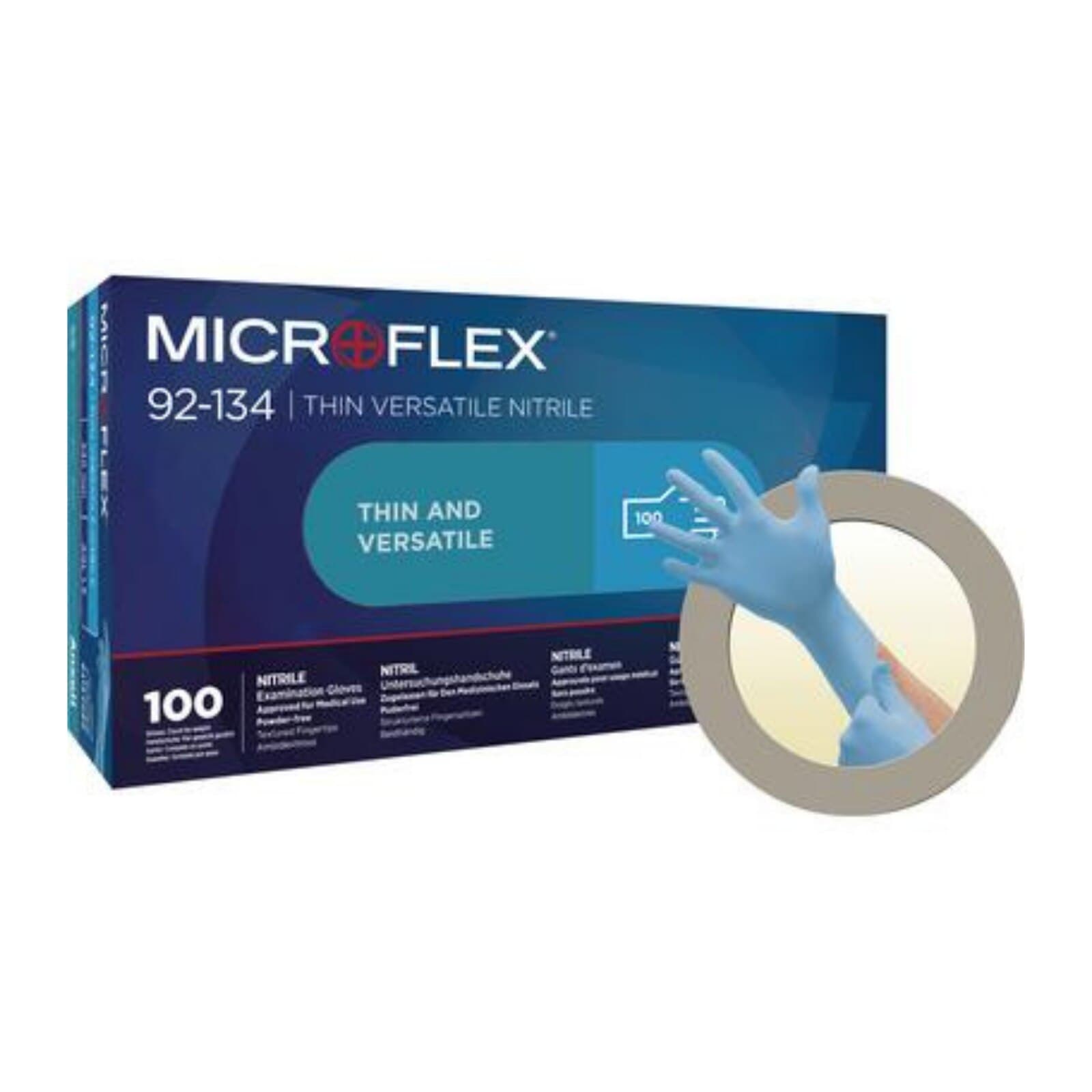 Microflex 92-134 Nitrile Exam Gloves, Powder Free, Non-Sterile, Blue, X-Small (5.5-6), 100/Box, 92134060 thumbnail 6