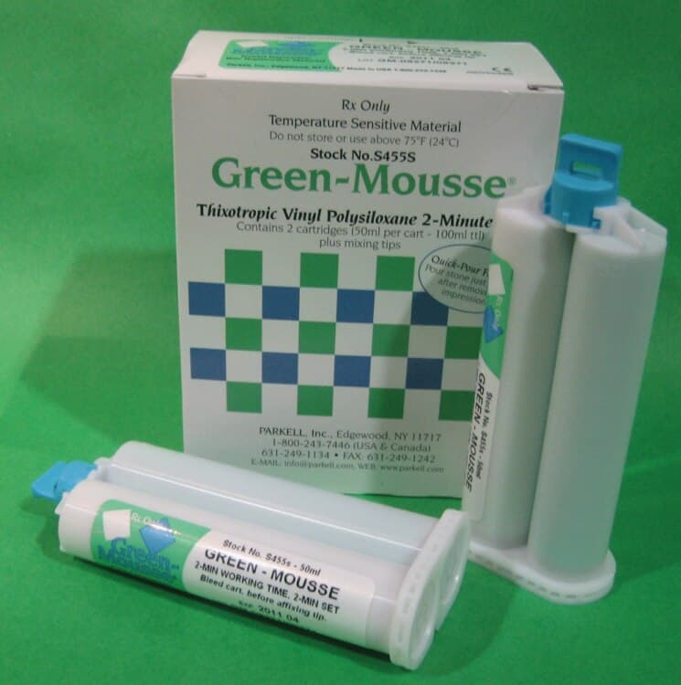 Green-Mousse VPS Bite Registration Material, Classic 2-Minute Set, Scent-Free, Automix Split Cartridge, 50 ml, 2/Pk, S455S thumbnail 3