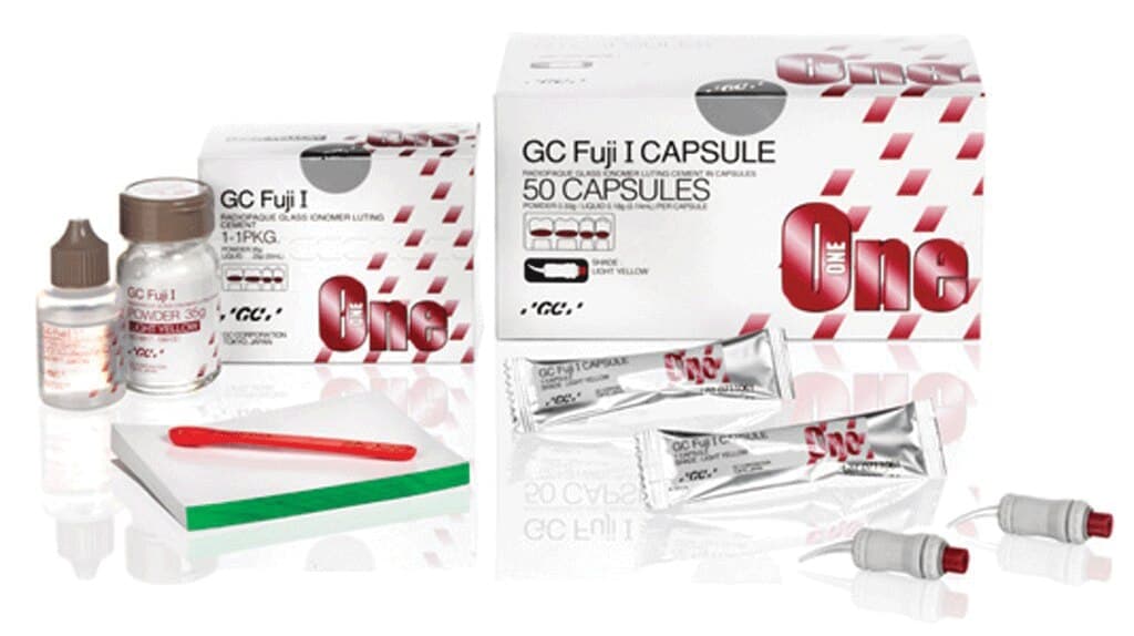 GC Fuji I Glass Ionomer Luting Cement, 1:1 Complete Kit, Light Yellow, 35 g Powder / 20-25 ml Liquid, 901007 thumbnail 9