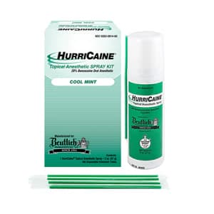 HurriCaine Topical Anesthetic Spray, 20% Benzocaine, Cool Mint, 2 oz Aerosol Can with Disposable Extension Tube, 0914-02 - HurriCaine Topical Anesthetic Spray Mint 2oz - Image 1