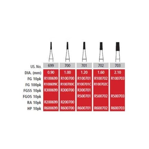 Alpen Surgical Carbide Bur, FG, Flat End Tapered Fissure Cross Cut, #701, 1.2 mm, 10/Pk, R500701 thumbnail 12
