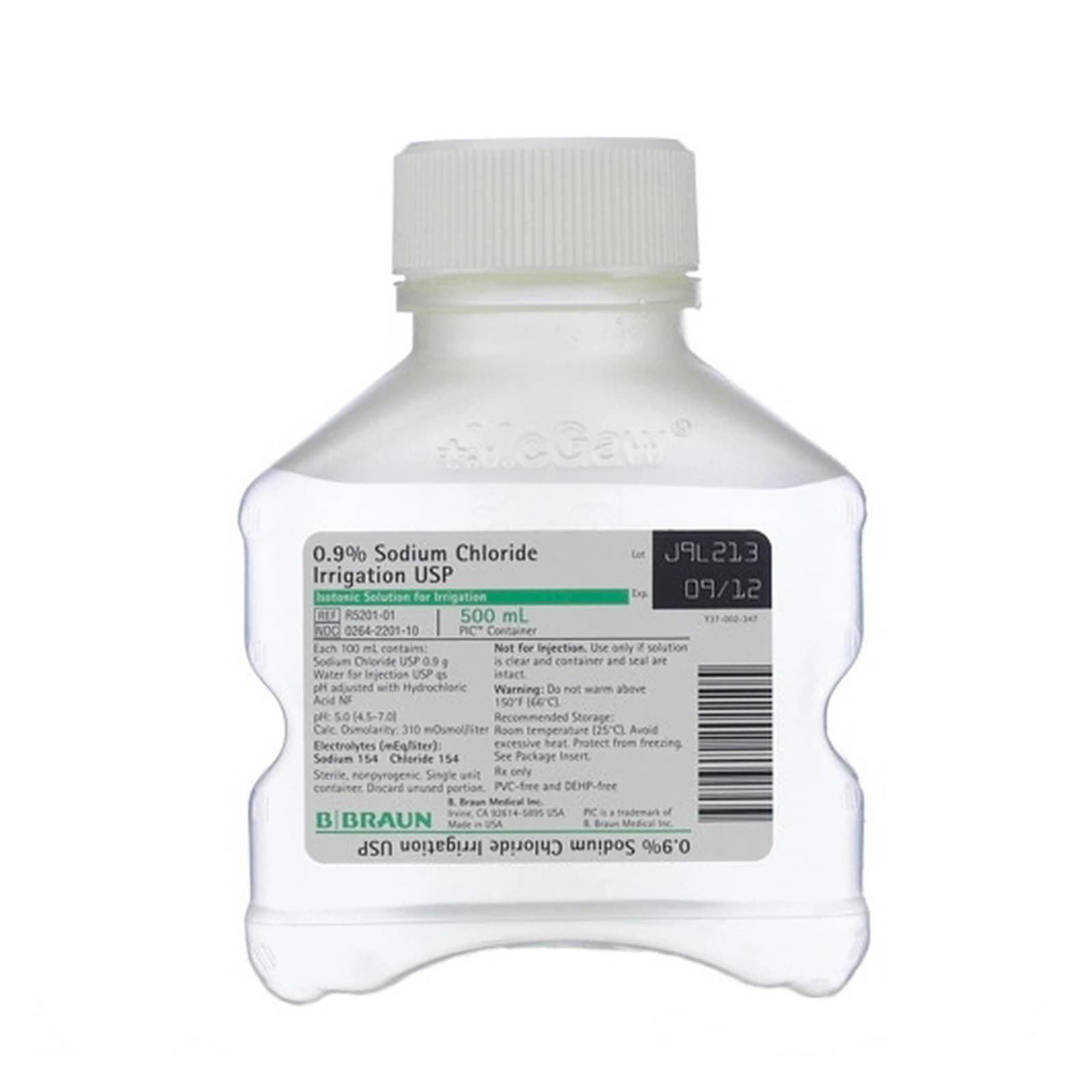 B. Braun 0.9% Sodium Chloride Irrigation USP, 500 mL PIC Pour Bottle, Sterile, DEHP-Free, R5201-01 thumbnail 7