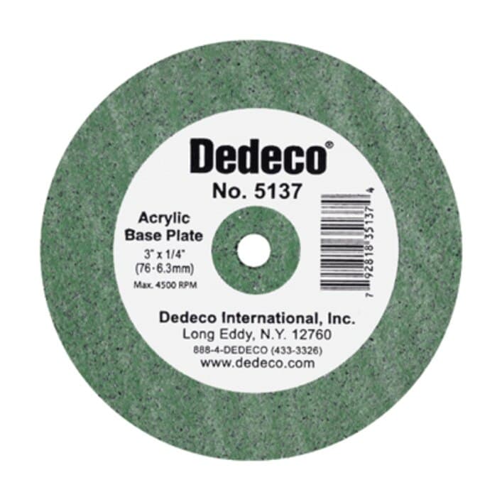 Dedeco Acrylic Base Plate Lathe Wheel, 3" x 1/4", Green, Coarse, 1/Pk, 5137 thumbnail 5