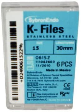 Kerr K-Files, Stainless Steel, 30 mm, #15, White, 6/Pk, 06152 thumbnail 12